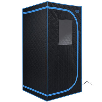 Tente portative noire à vapeur - Spa personnel de luxe pleine grandeur. Comprend un générateur, une télécommande et un fauteuil pliable. Installation simple, chauffage rapide. & Ul. Haut isolant thermique, matériau imperméable.