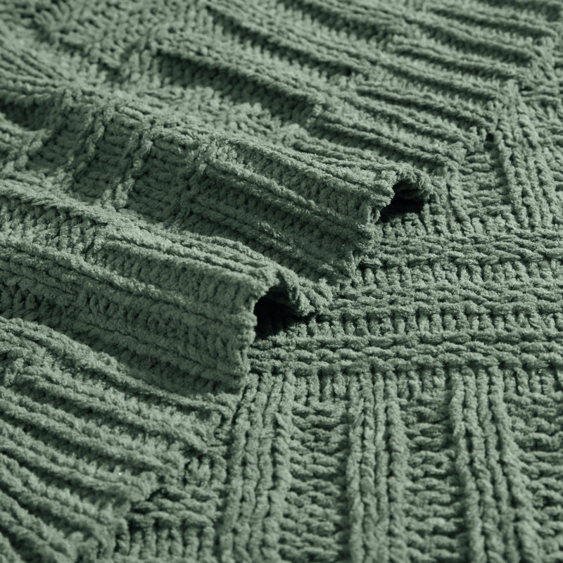 Knitted Throw Blanket, Green