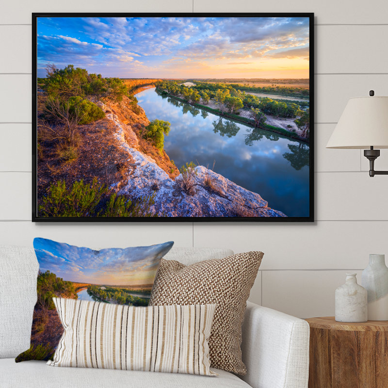 " Murray River In Australia I ", Black Floater Framed, 24" H x 32" W x 1" D