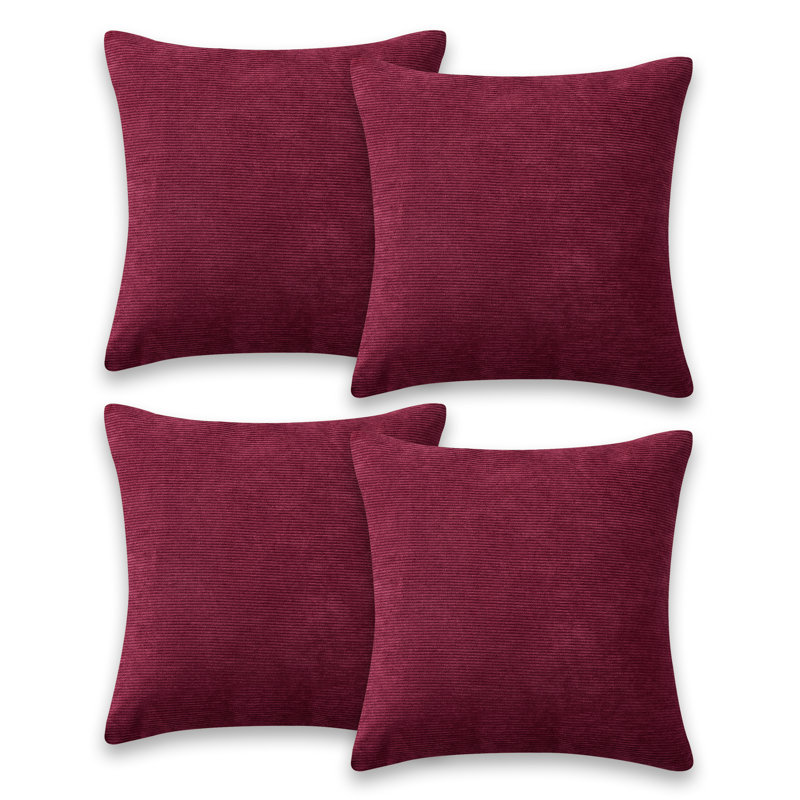 Striped Square Cushion Pad, Red