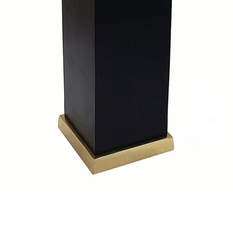Oshy Hurricane Candle Holder, Gold Aluminum, Black Solid Mango Wood 16 Inch