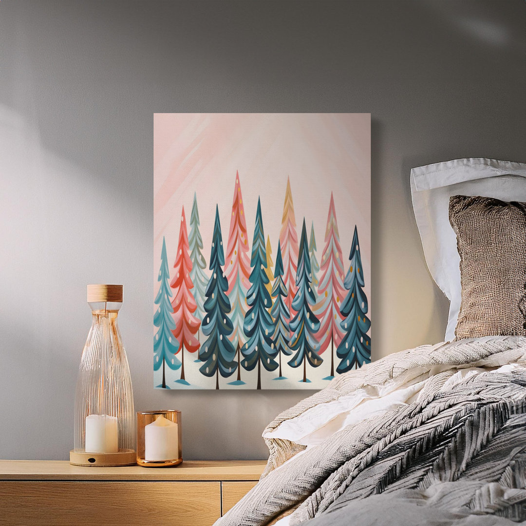 Whimsical Forest Christmas Trees Canvas