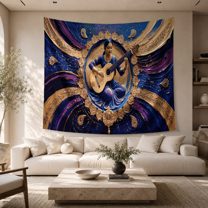 Tapisserie murale «Music Sitar», 26 po x 36 po