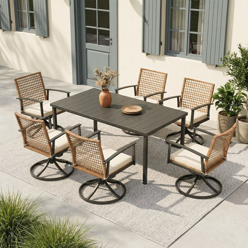 6 - Person Outdoor Swivel & Rocking  Dining Chairs Set