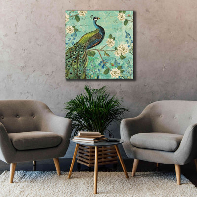 'Peacock Arbor V Blue' by Sue Schlabach, Giclee Canvas Wall Art