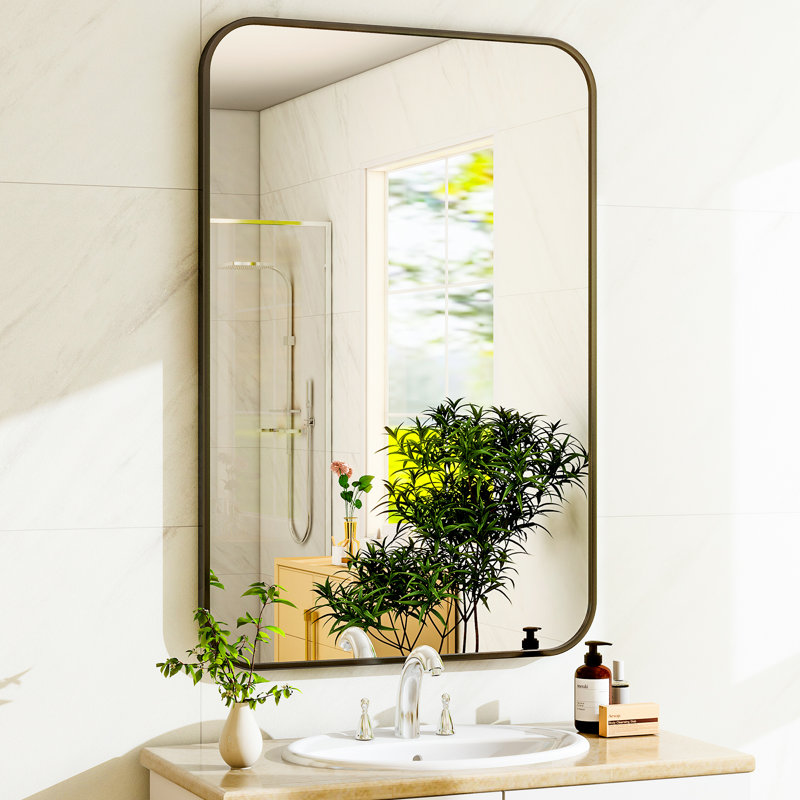 Miroir de salle de bain Jyun, Noir mat, 48 po x 36 po