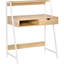 Bureau d'ordinateur avec aspect bois naturel, tiroir, tablettes de rangement, économiseur d'espace, structure en métal pour bureau à domicile, bois, tablette de présentation, largeur de 19,29 po, conception stable
