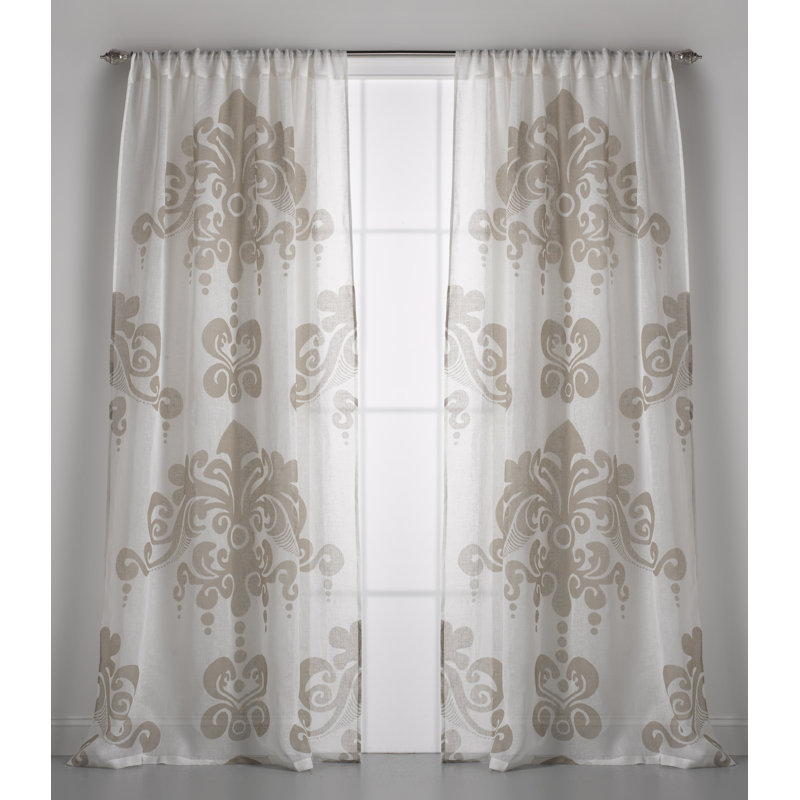 Mcdowell Linen Sheer Curtain Single Panel, Ivory/Sand Shimmer, 54" W x 84" L