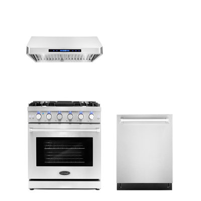 3 Piece Kitchen Package with 30"" Gas Range & 24"" Dishwasher -  Cosmo, COS-3PKG-012