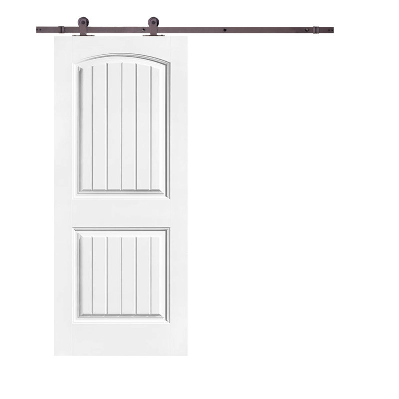 Porte de grange lambrissée en bois et métal apprêté avec trousse de quincaillerie d'installation, 30 po x 80 po, Bronze