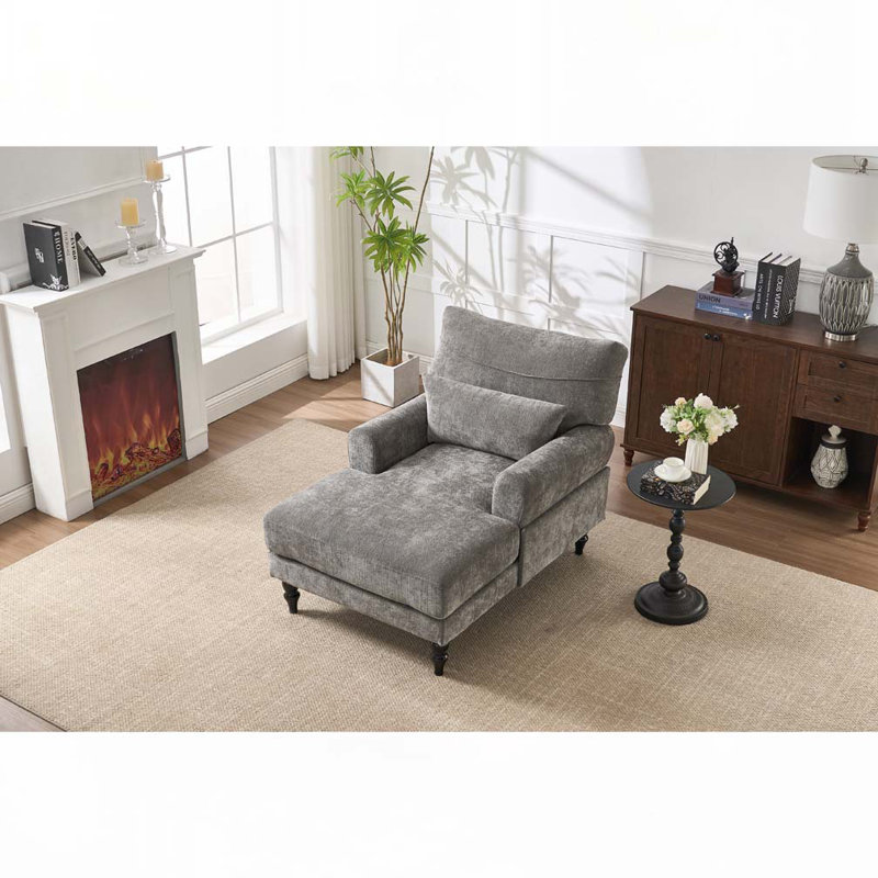 Chaise longue d'intérieur rembourrée, Gris