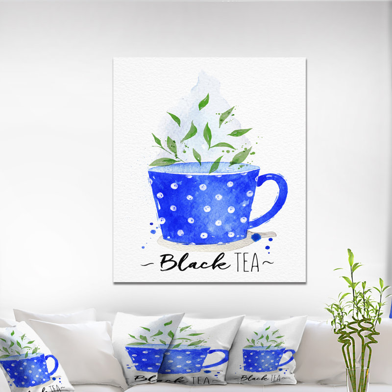 « tasse à thé black tea », reproduction d’art, H 40 po x l 30 po x P 1,5 po, Toile tendue