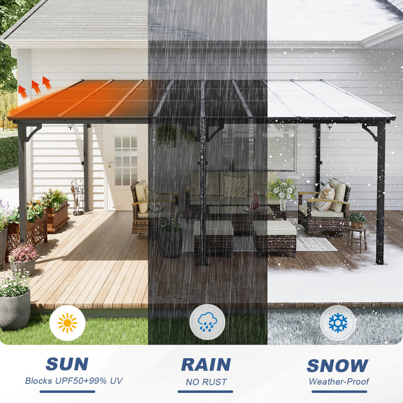 16 ft. x 12 ft. Black Aluminum Hard-Top Solar Gazebo