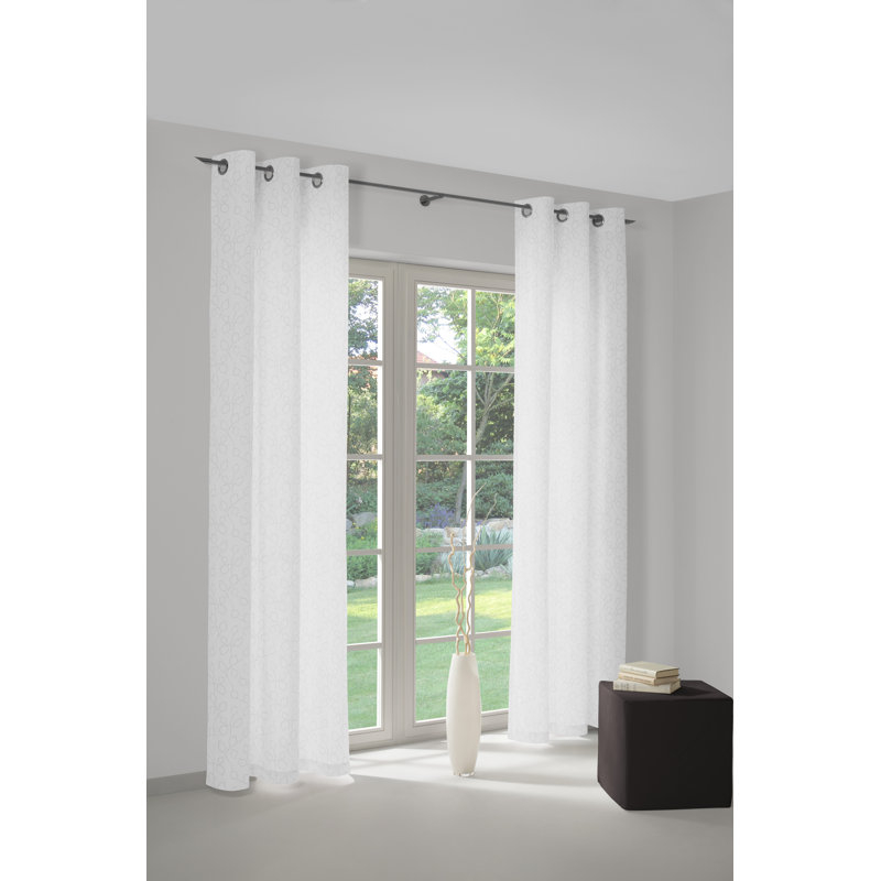 Valeriani Room Darkening Single Curtain Panel, 175cm H x 132cm W, White