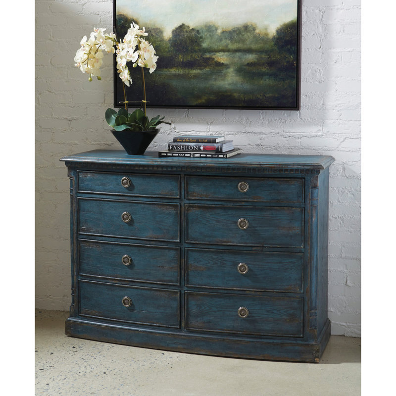 Robin Egg Blue 8-Drawer Traditional Wood Dresser