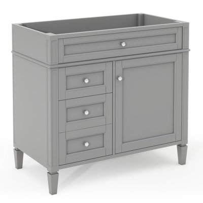 Meuble-lavabo de 36 po sans lavabo supérieur, armoire de rangement moderne avec 2 tiroirs et un tiroir basculant, structure en bois massif