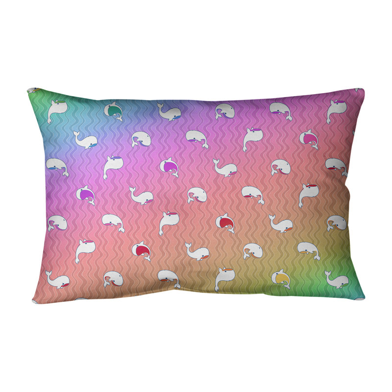 Coussin lombaire en coton, Bourre en polyester, Rose clair / bleu / vert