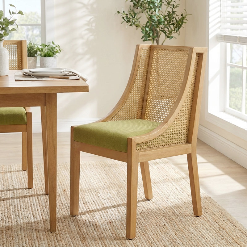 Chaise d'appoint Farmhouse Rustic - Chaise de salle à manger en bois massif durable avec siège rembourré en lin et accoudoirs décoratifs