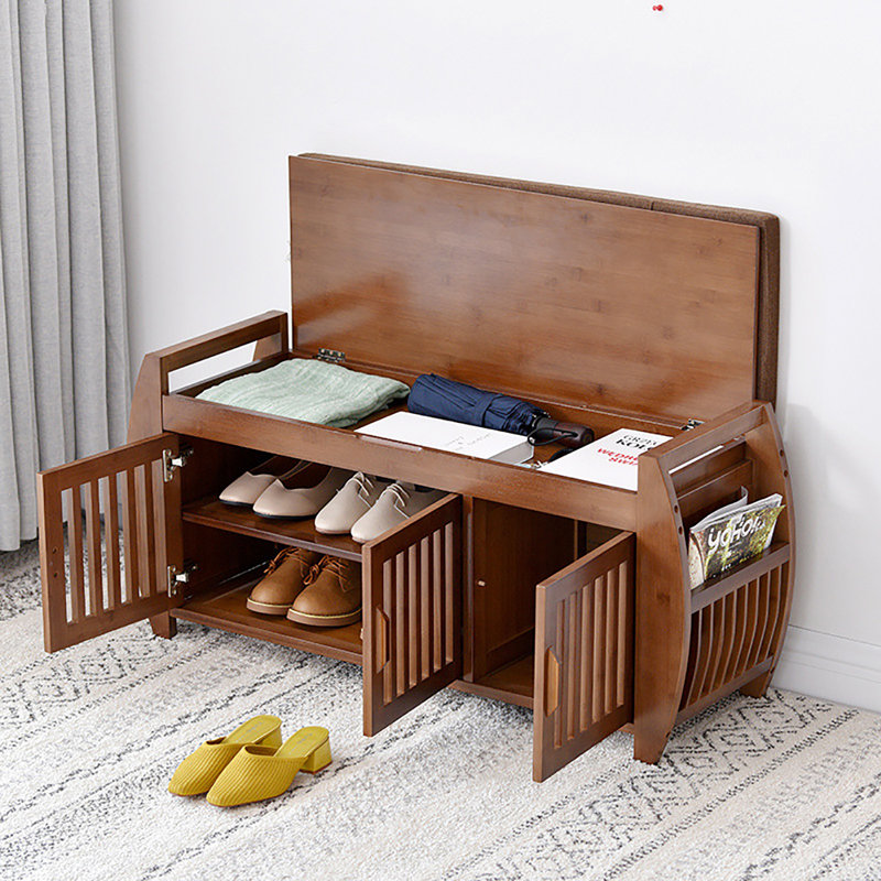 Shoe Rack Bench With Cushion For Entryway Home