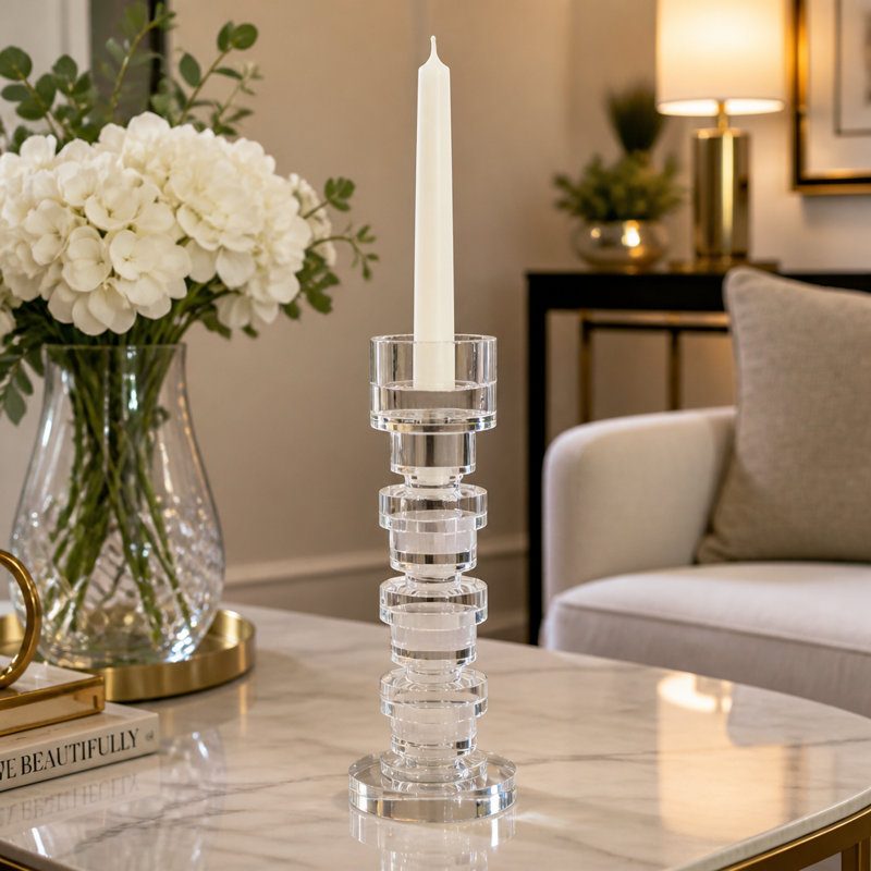 Porte-bougie en cristal Modern Glam Chunky, H 9 po x l 3 po x P 3 po