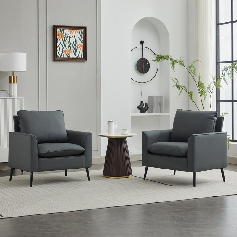 Chaise d'appoint rembourrée Cat Paw, Similicuir gris