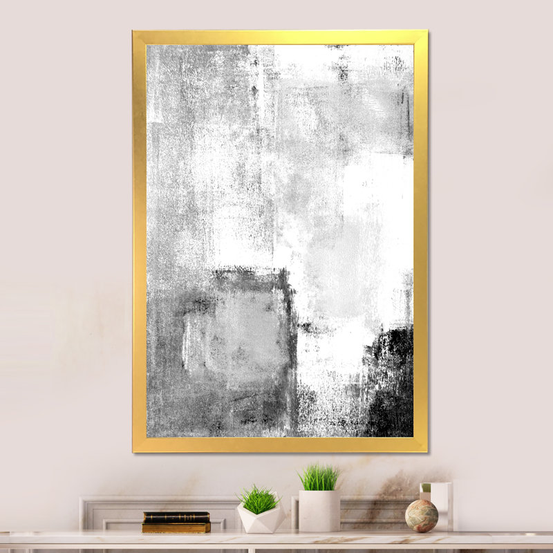 Art moderne gris et bleu II 2FDP47722, Encadrement doré, H 12 po x l 8 po x P 1 po