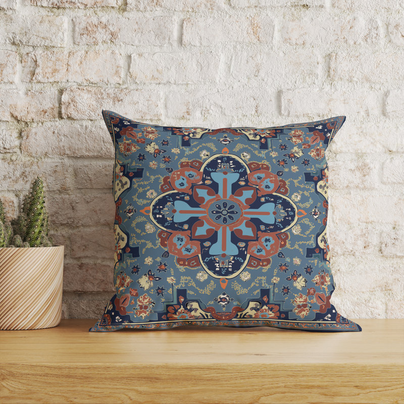 Royal Jaipur Bloom Intérieur/Extérieur 26x26, Carré 26 po, Bleu / pourpre
