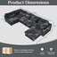 Canapé modulaire en velours côtelé 6 places avec repose-pieds mobile-1179834325