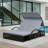 Outdoor Steel Frame Sun Lounger with Adjustable Backrest,Patio Double Sunbed with Hidden Side Table and Arched Armrests-1153081403