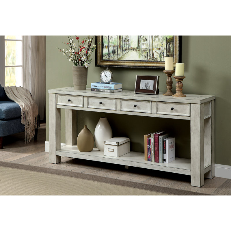 Abe 162.56cm Console Table, Antique White