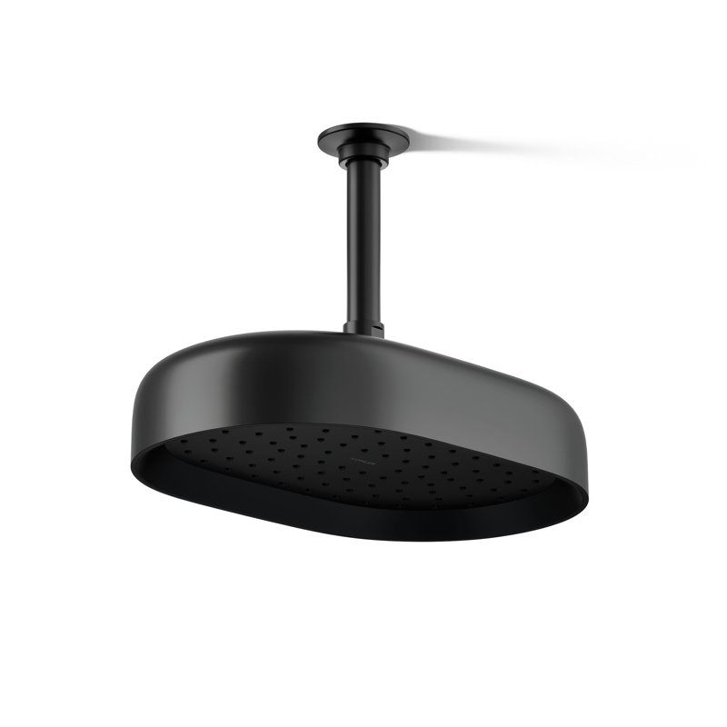 Déclaration 2,5 GPM Ovale 12 po Pommeau de pluie avec technologie d'induction d'air Katalyst, Noir mat