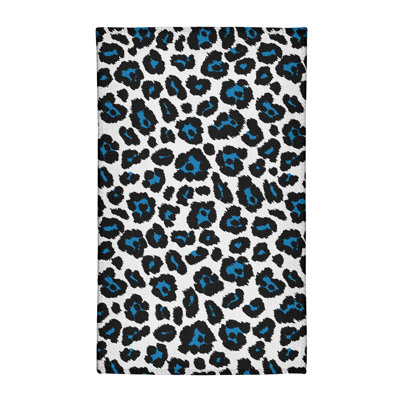 Blanc imprimé animal/noir/Tapis décoratif bleu