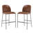 Galen Indoor Metal Upholstered Barstool, Antique Bronze Finish Frame With Brown Faux Leather, Set Of 2