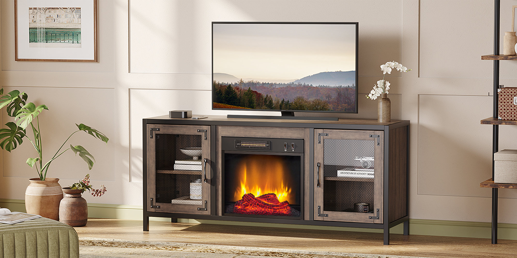 Millwood Pines Belizanda Fireplace TV Stand Up To 60 Inch TV Media   Default Name 