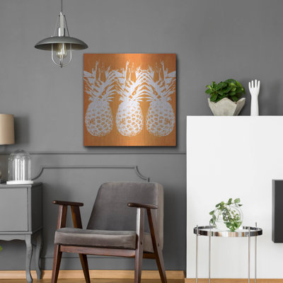 «Orange Pineapples» par Linda Woods, art mural en métal