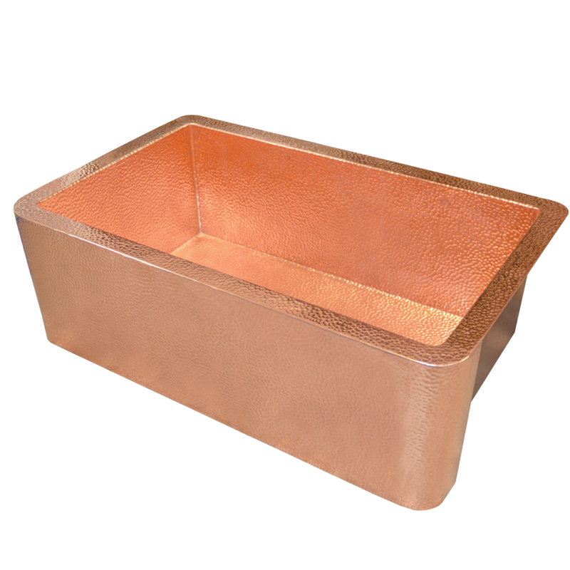 30" L x 19" W Apron Kitchen Sink, Polished Copper
