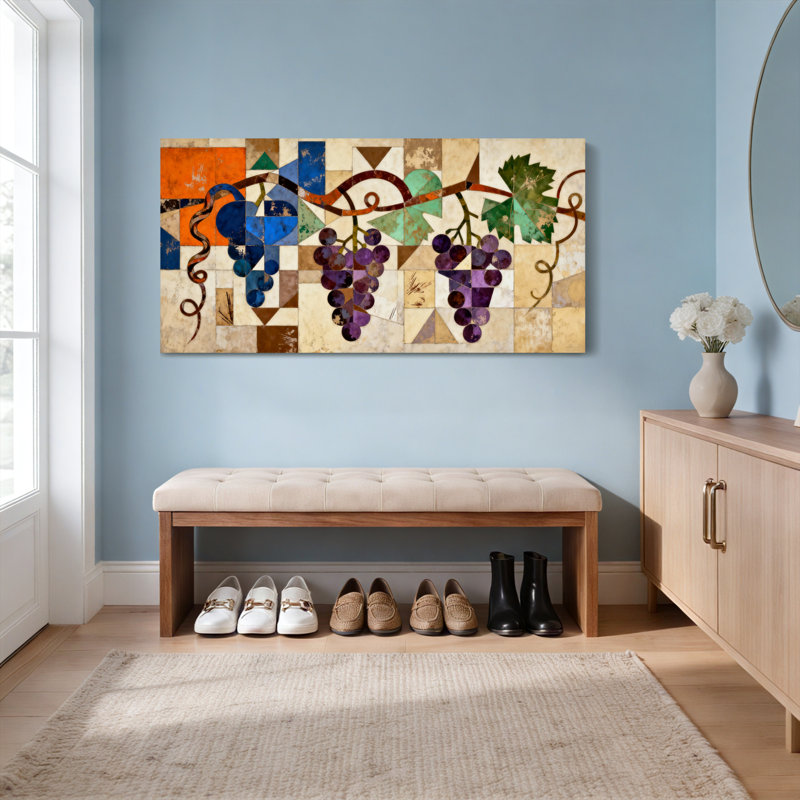 Abstrait vigne sur toile tendue sur toile tendue, ensemble de 1, H 12 po x l 36 po
