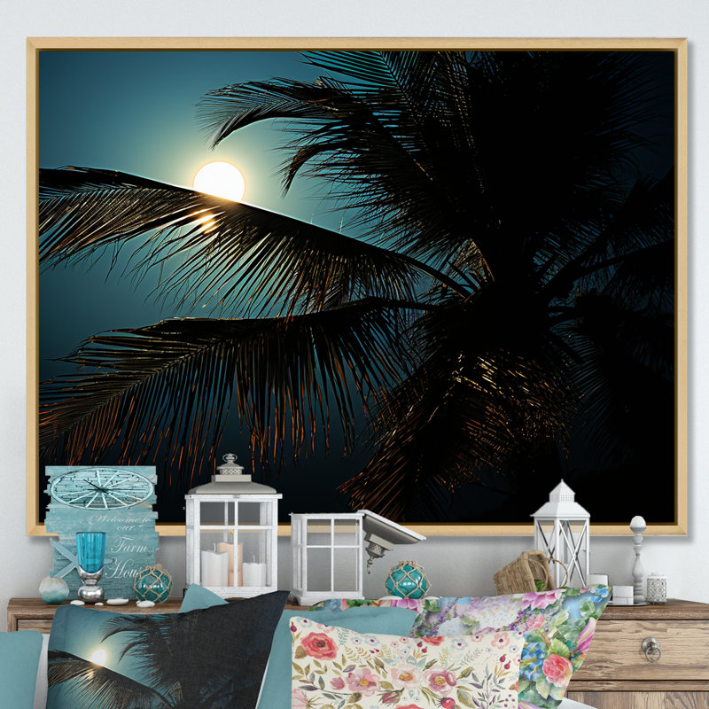 «Sapphire Solitude Palm Serenity» sur impression sur toile, Cadre naturel flottant, H 30 po x l 40 po x P 1,5 po