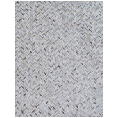 Mosaic Leather Cowhide Chevron Indoor Rug
