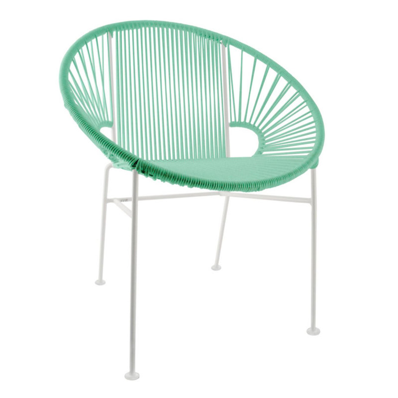 Concha Indoor/Outdoor Handmade Dining Chair, White, Seafoam