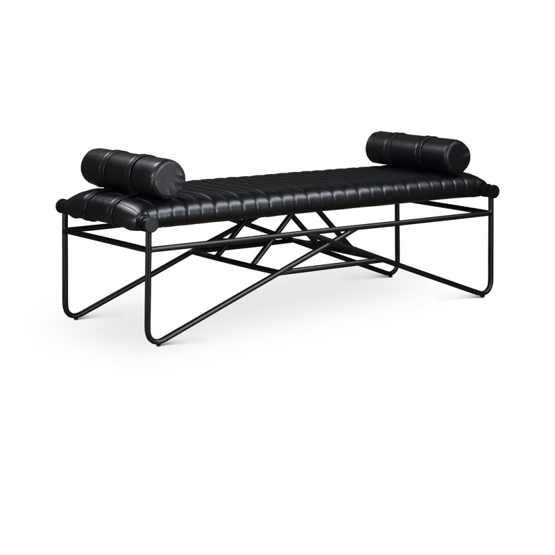 Banc en similicuir Gatsby Pollman, Cuir végétalien noir