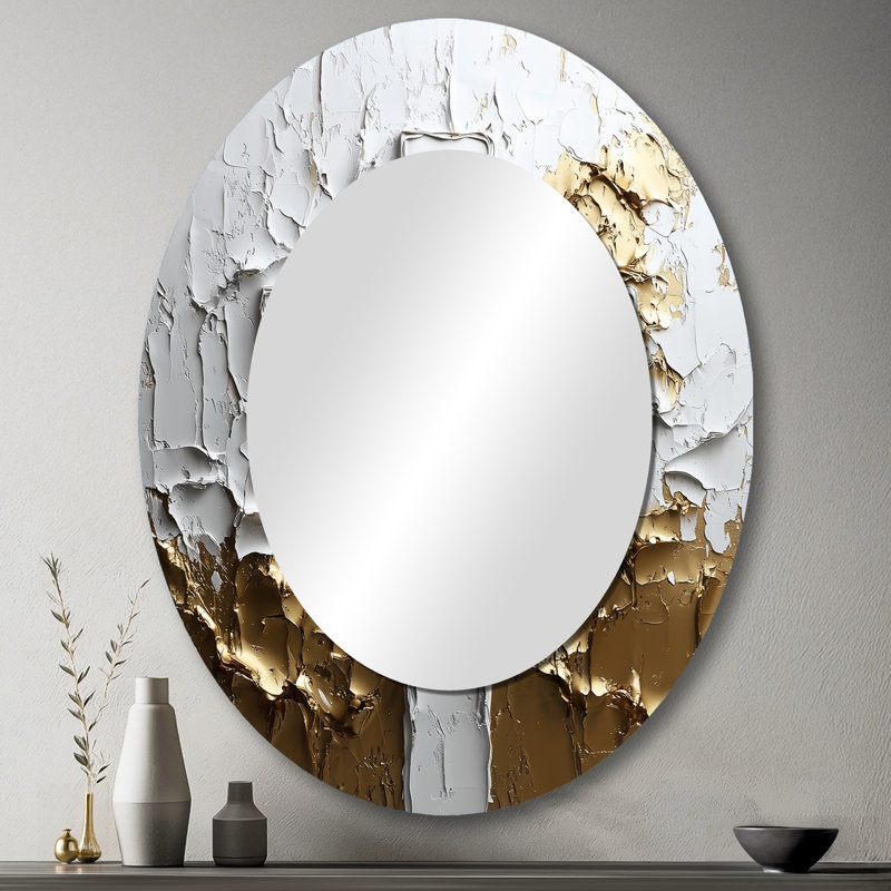 Miroir mural blanc en forme de croix chrétienne blanche et or II, 43 po x 33 po