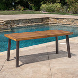 Table de salle à manger ou de patio en bois massif de style industriel et moderne Grider