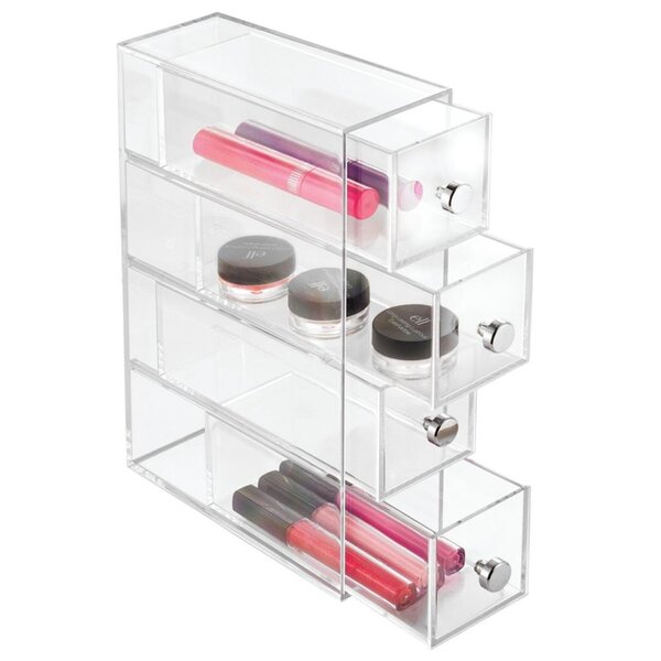 iDesign Med+ Medicine Cabinet and Vanity Organizer with 3 Compartments,  Clear, 9 x 3 x 2