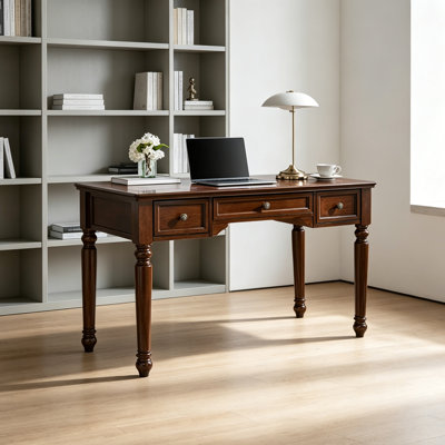 Exquisite Retro-style Rubberwood Computer Desk