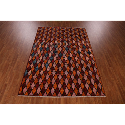 All-Over Trellis Wool Moroccan Oriental Area Rug 7x10
