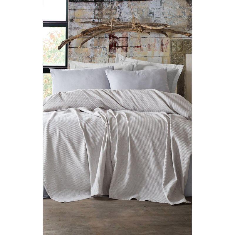 Ensemble de couvre-lit 100% coton Emare, Crème, Couvre-lit 63 po x 93 po + 2 pièces supplémentai