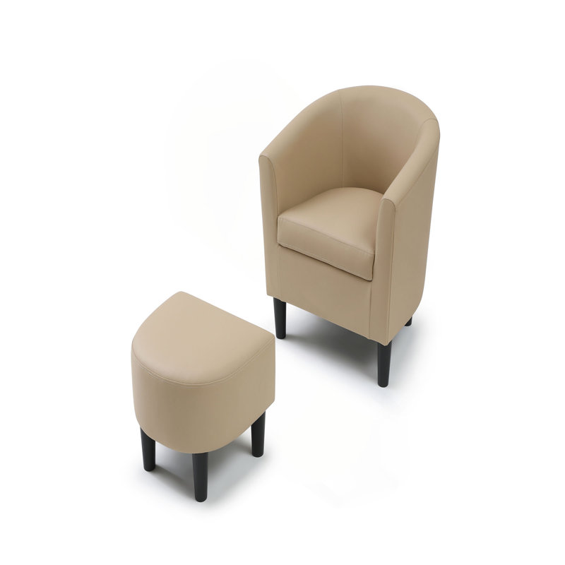 Chaise en bois massif avec repose-pieds Salem, Beige