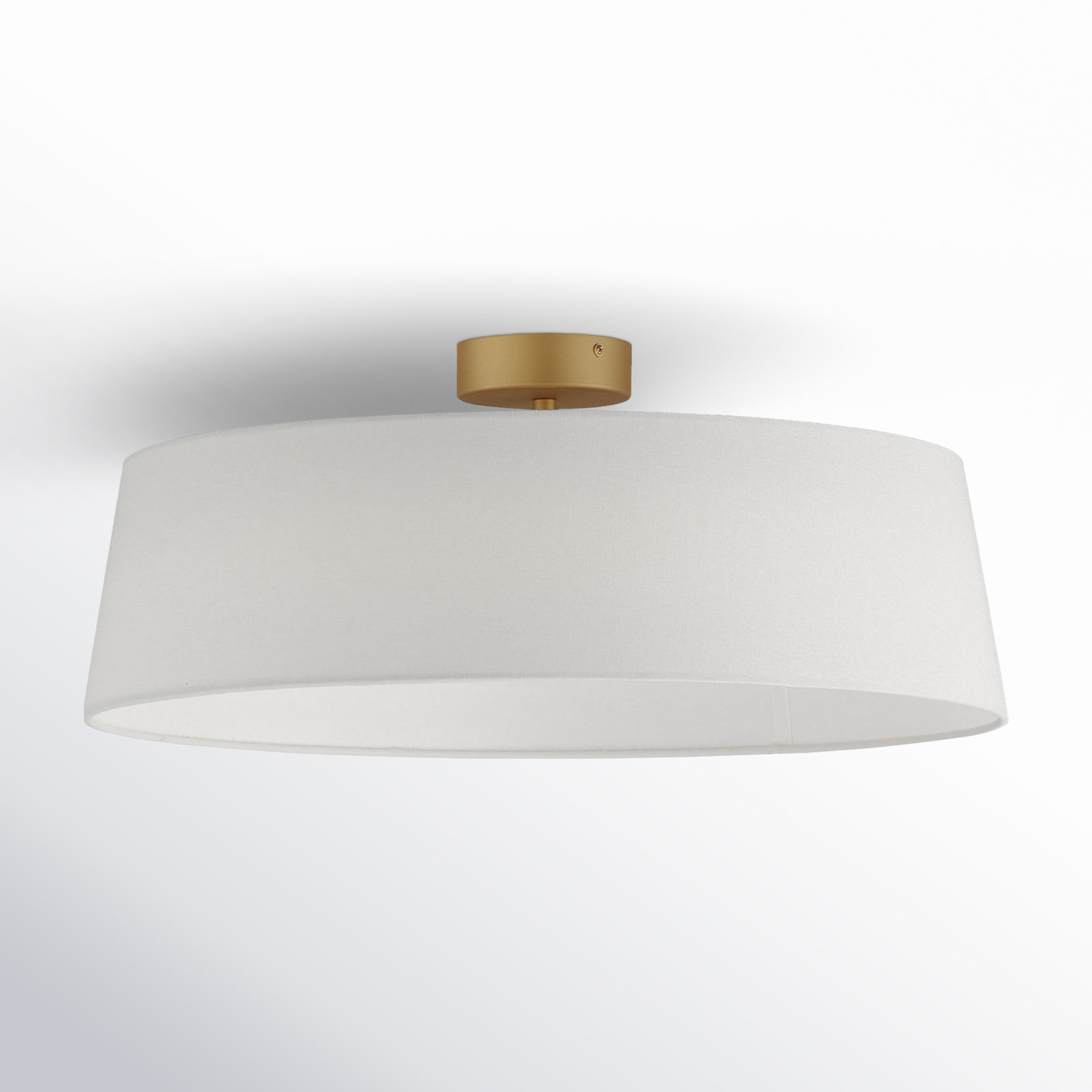 Melva Single Light Linen LED Semi Flush Mount, Natural Aged Brass, 10" H x 21.25" W x 21.25" D