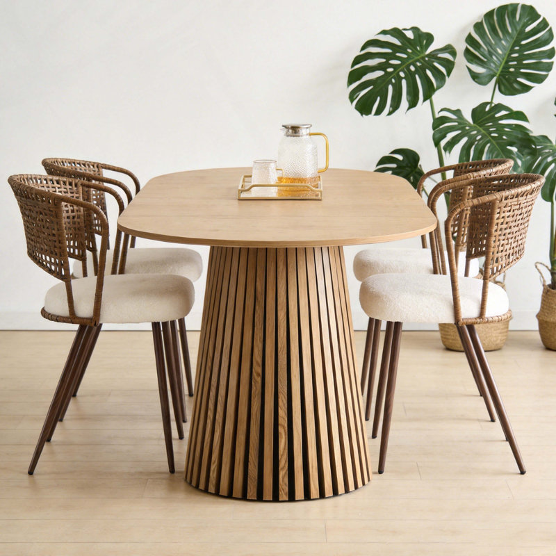 Ensemble de table et chaises de salle à manger en bois massif 4 pièces, 5, Dark Brown